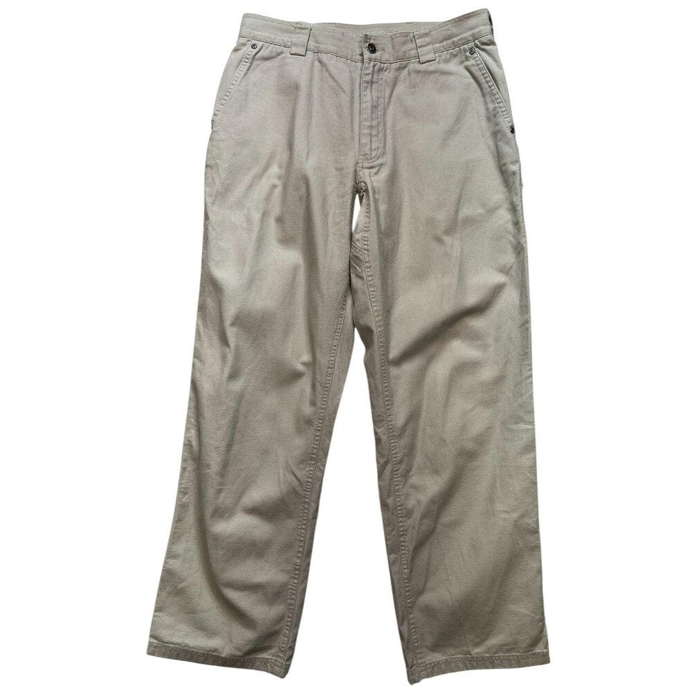 Duluth Trading Co. Men's Cotton Chino Pants Flat Front Size 34x32 Beige